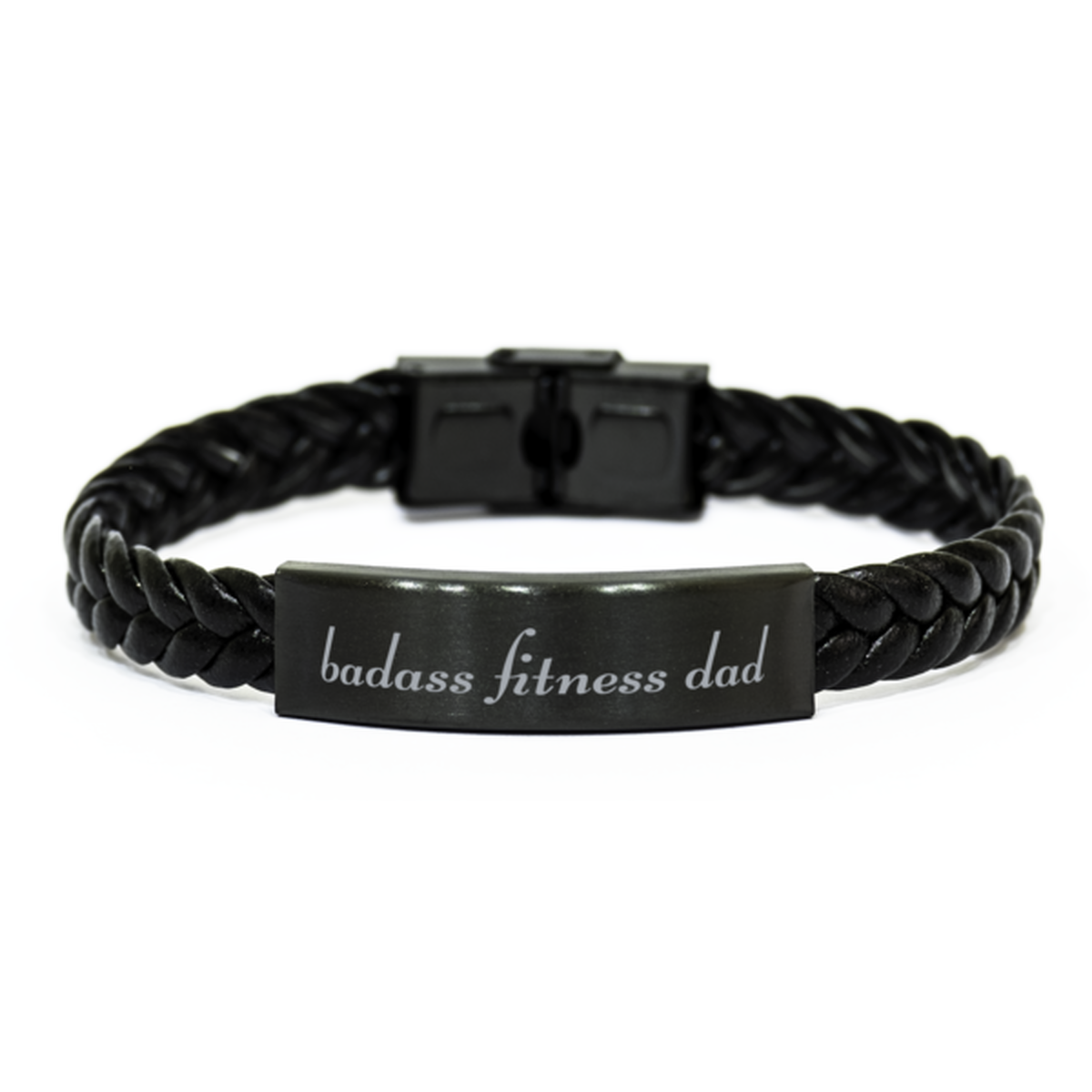 Badass Fitness Dad Bracelet Fathers Day Gift From Daughter Christmas Birthday Black Leather Bracelet