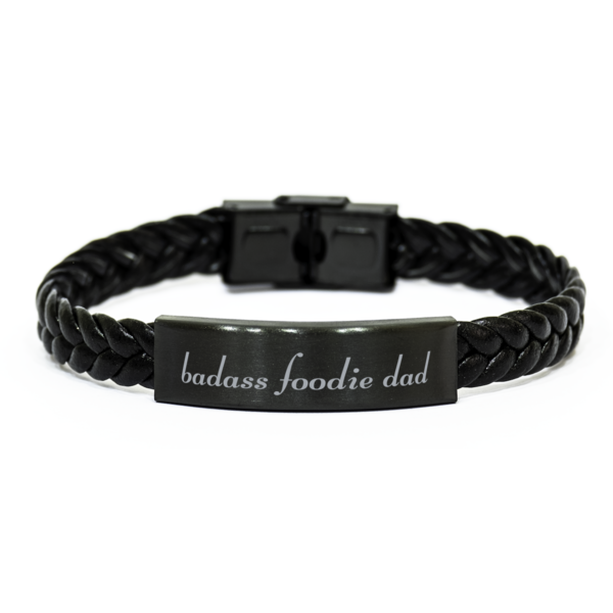 Badass Foodie Dad Bracelet Fathers Day Gift From Daughter Christmas Birthday Black Leather Bracelet