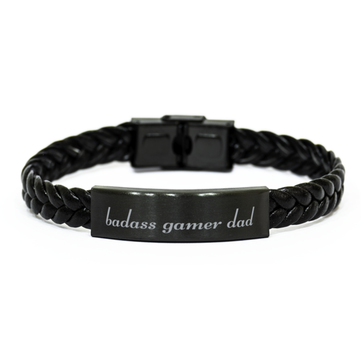 Badass Gamer Dad Bracelet Fathers Day Gift From Daughter Christmas Birthday Black Leather Bracelet