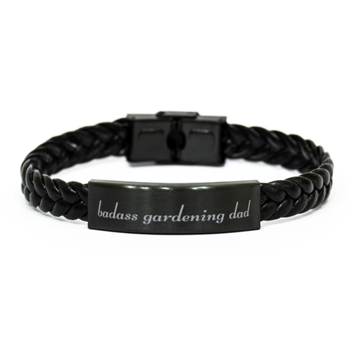 Badass Gardening Dad Bracelet Fathers Day Gift From Daughter Christmas Birthday Black Leather Bracelet