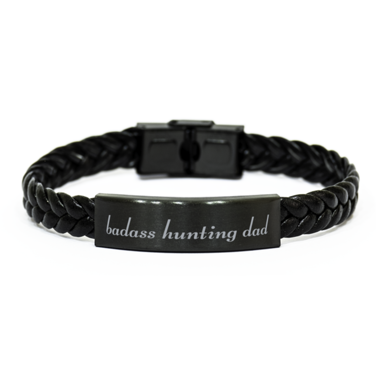 Badass Hunting Dad Bracelet Fathers Day Gift From Daughter Christmas Birthday Black Leather Bracelet