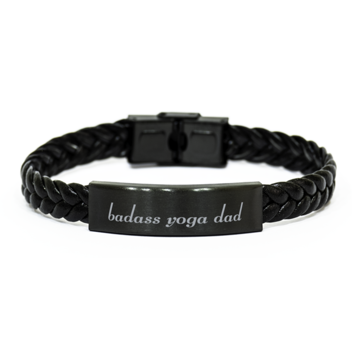 Badass Yoga Dad Bracelet Fathers Day Gift From Daughter Christmas Birthday Black Leather Bracelet