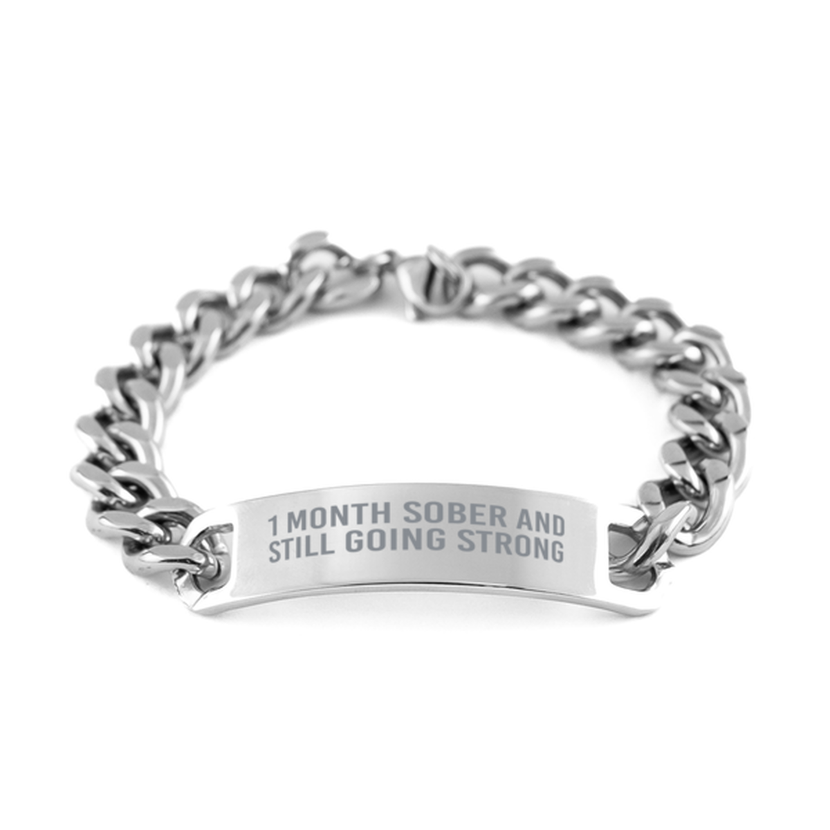 1 Month Sobriety Anniversary Bracelet for Men 1 Month Sober and Still Going Strong Cuban Link Stainless Steel