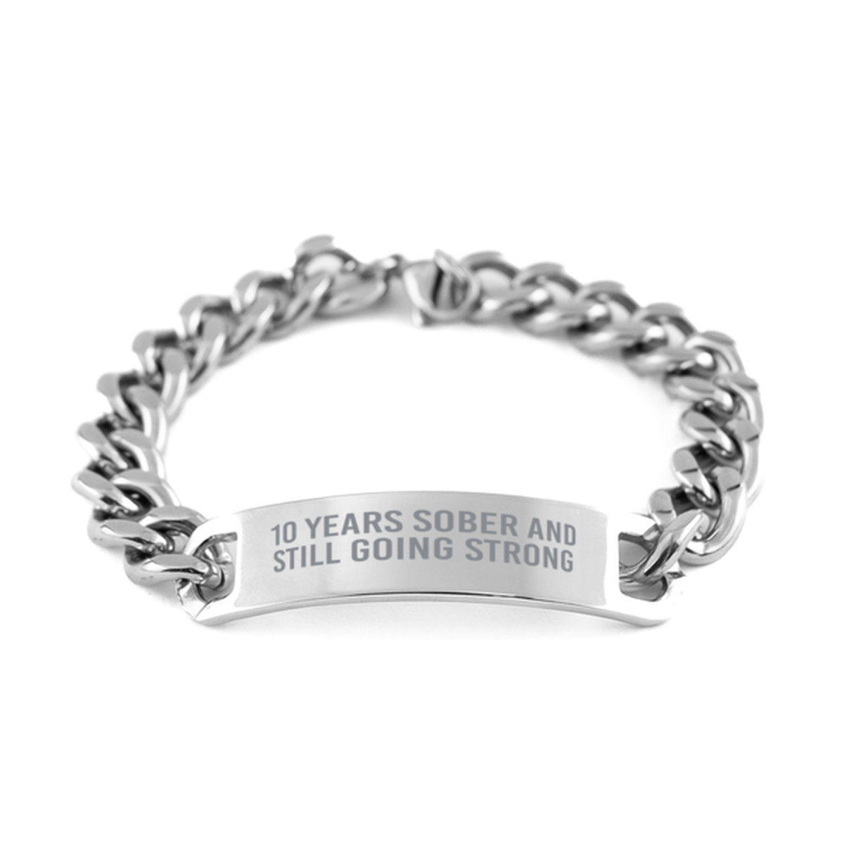 10 Years Sobriety Anniversary Bracelet for Men 10 Years Sober and Still Going Strong Cuban Link Stainless Steel