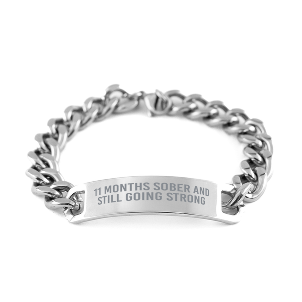 11 Months Sobriety Anniversary Bracelet for Men 11 Months Sober and Still Going Strong Cuban Link Stainless Steel