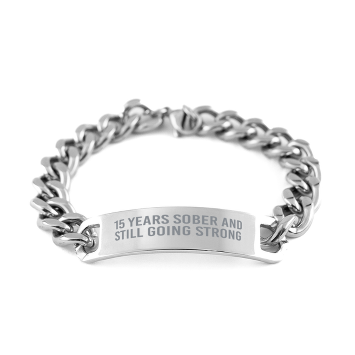 15 Years Sobriety Anniversary Bracelet for Men 15 Years Sober and Still Going Strong Cuban Link Stainless Steel