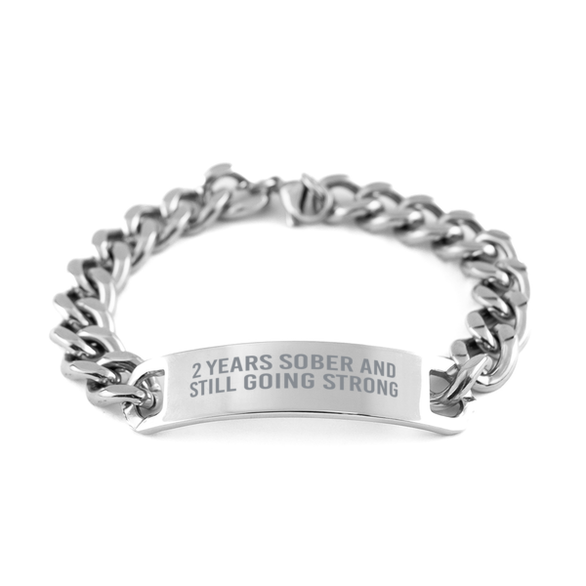 2 Years Sobriety Anniversary Bracelet for Men 2 Years Sober and Still Going Strong Cuban Link Stainless Steel