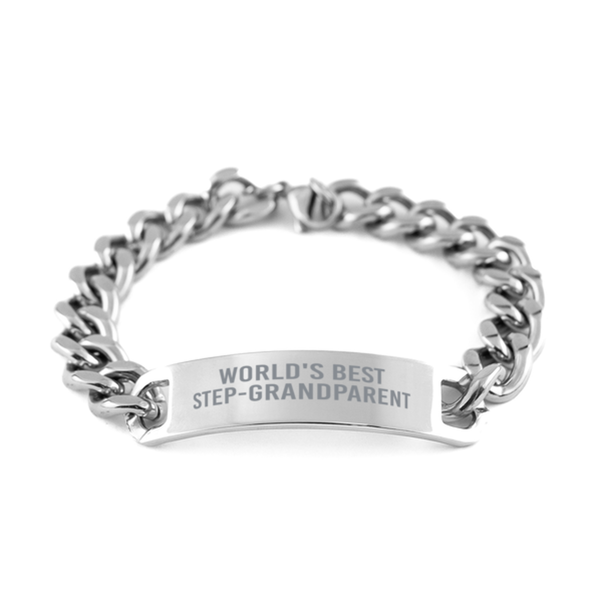 Worlds Best Step Grandparent Bracelet Stainless Steel Cuban Link Bracelet Him Men