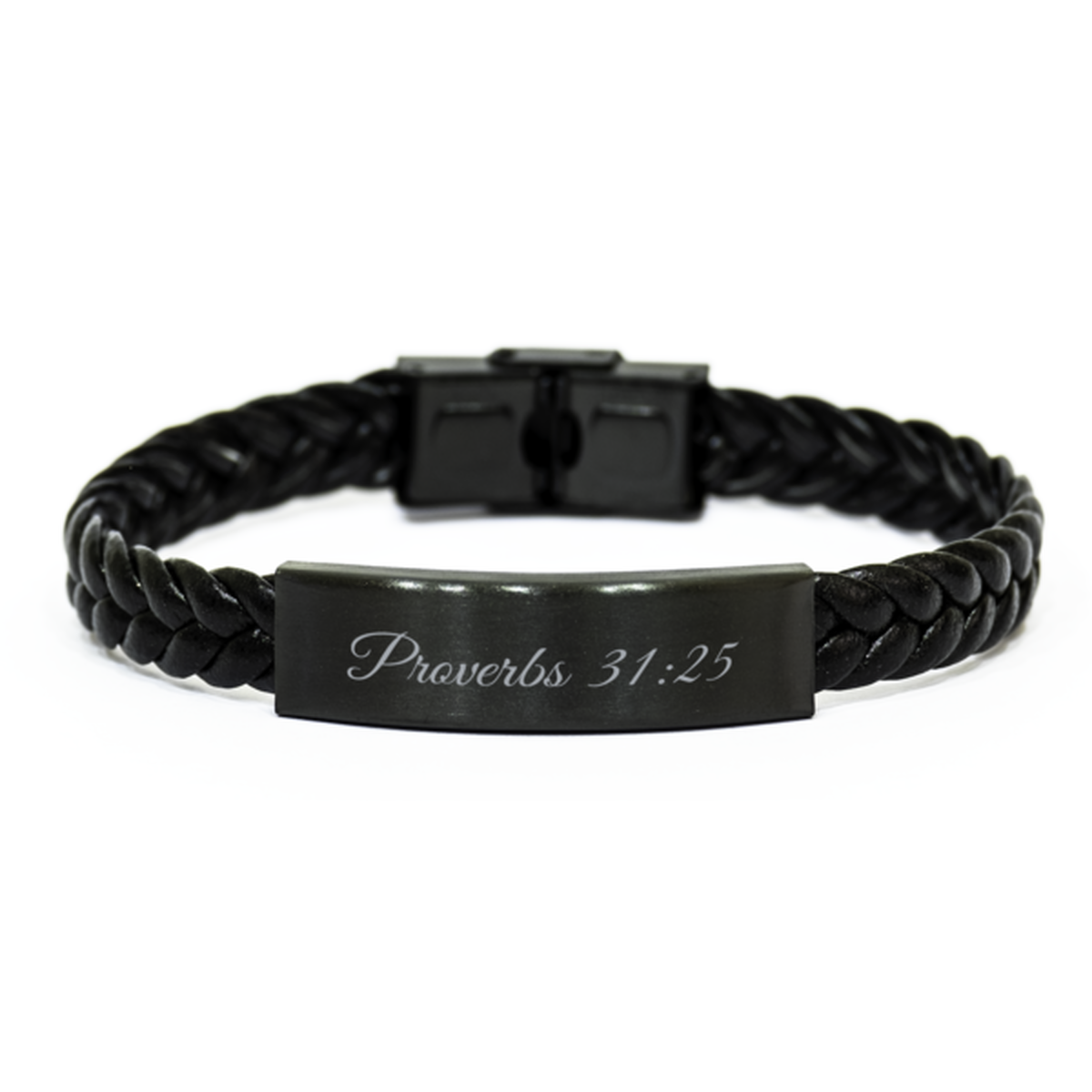 Proverbs 31 25 Bracelet Braided Leather