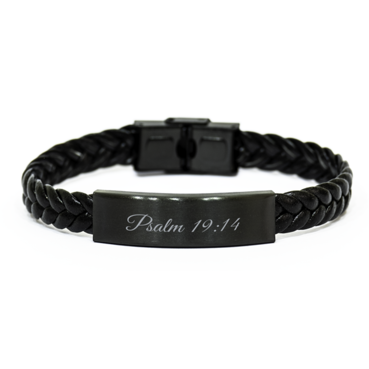 Psalm 19 14 Bracelet Braided Leather