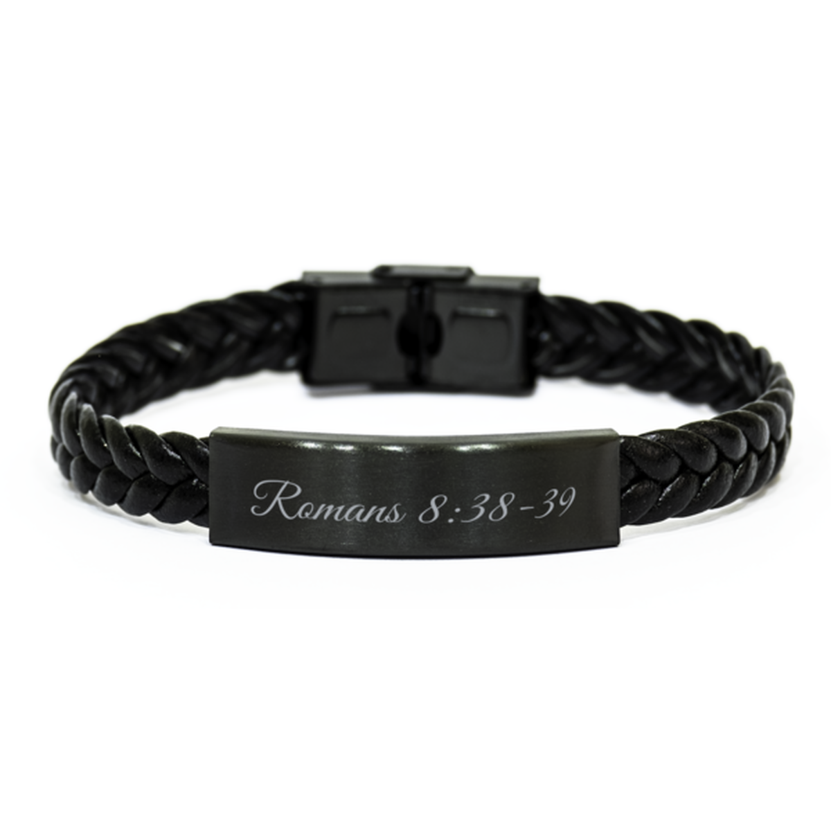 Romans 8 38-39 Bracelet Braided Leather