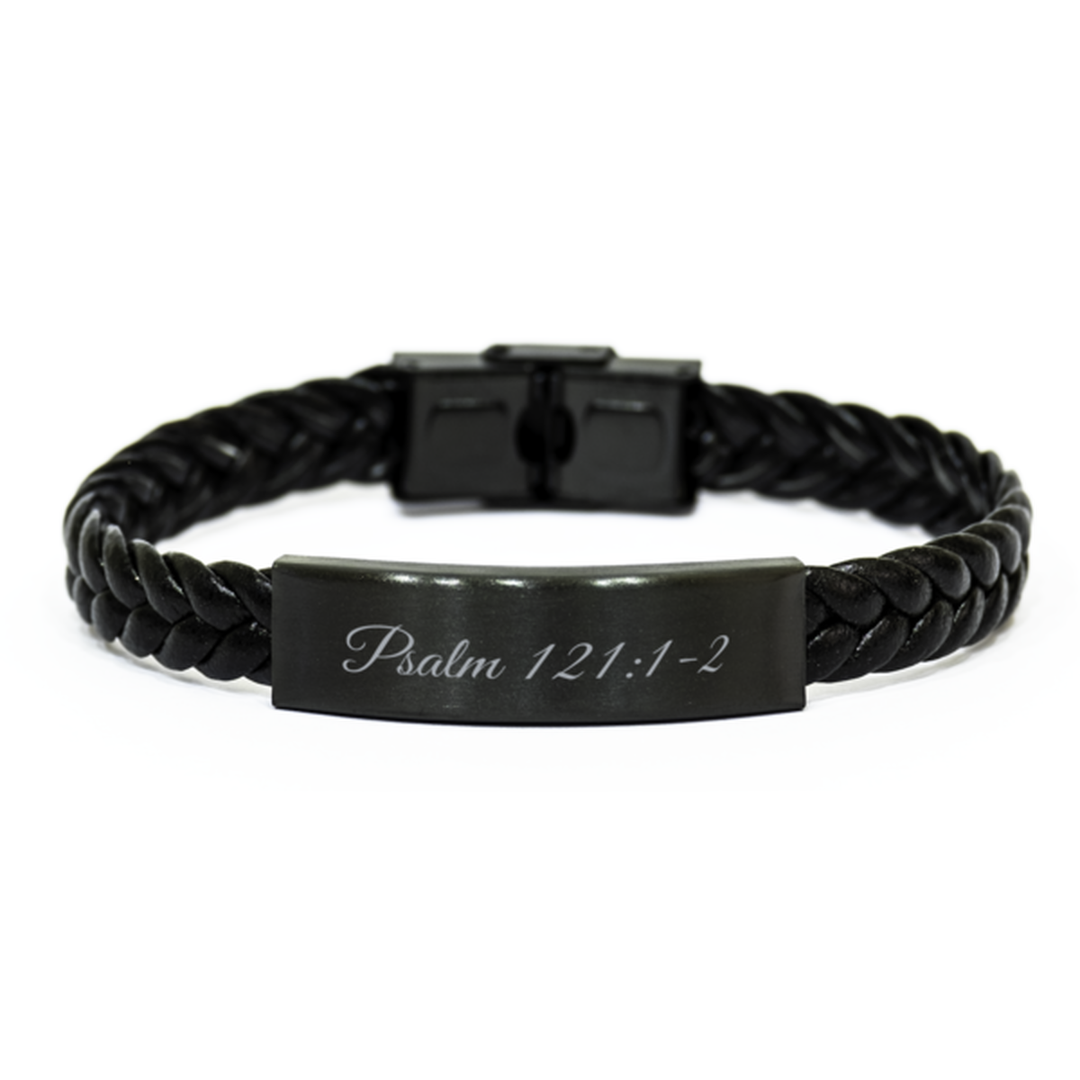 Psalm 121 1-2 Bracelet Braided Leather