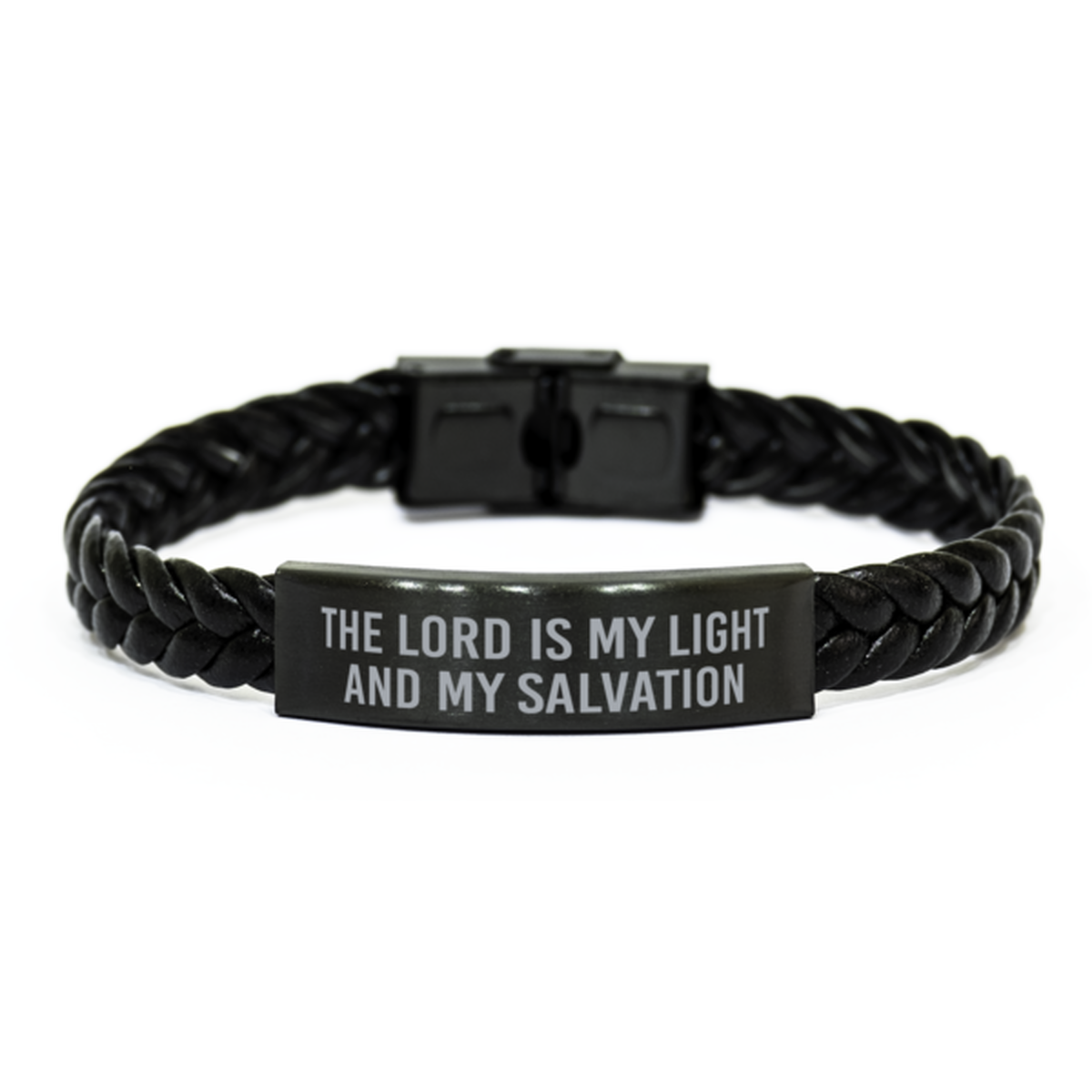 The Lord is my light and my salvation bracelet Christian Mantra Gift for Men Women Christmas Birthday for Him Her Braided Leather Bracelet