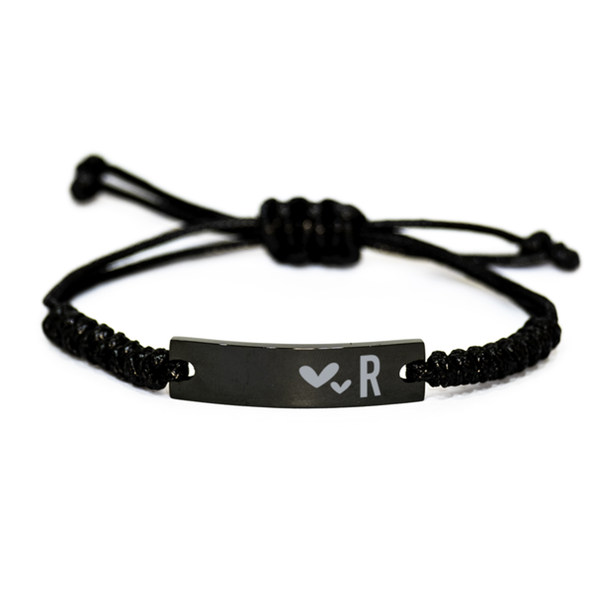 R Initial Bracelet for Men, Christmas Gift for Women, Family Daughter Son Birthday Gift, Black Rope Bracelet for Best Friend