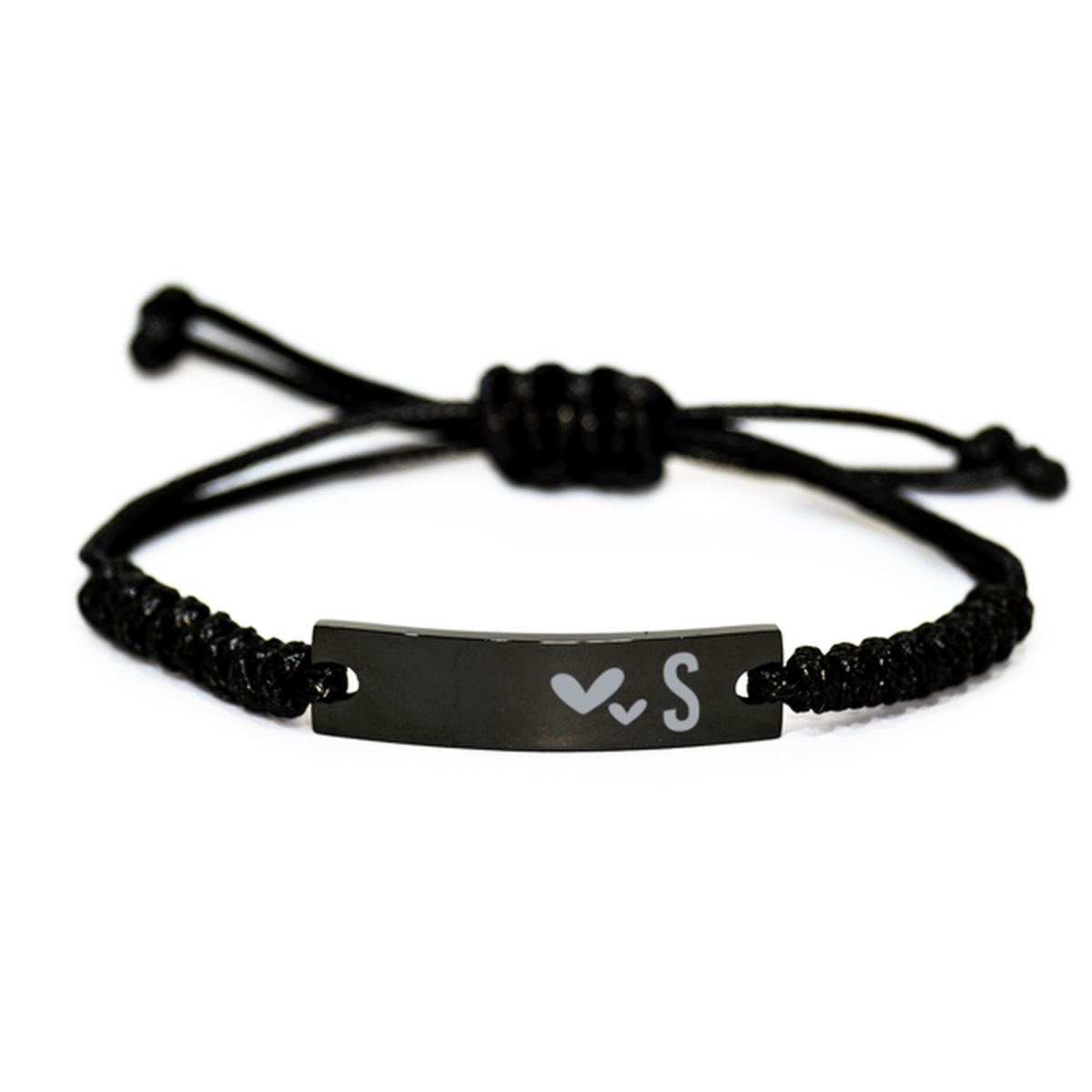 S Initial Bracelet for Men, Christmas Gift for Women, Family Daughter Son Birthday Gift, Black Rope Bracelet for Best Friend