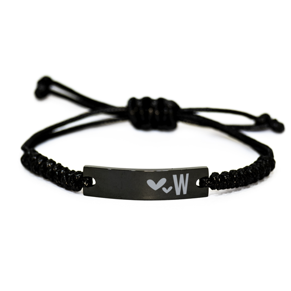 W Initial Bracelet for Men, Christmas Gift for Women, Family Daughter Son Birthday Gift, Black Rope Bracelet for Best Friend