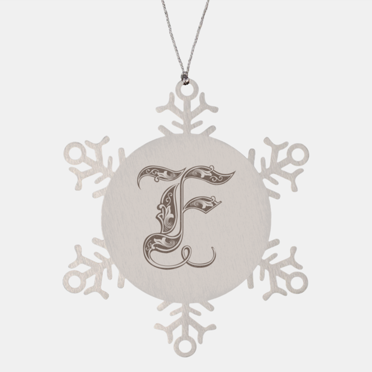 Personalized Initial F Ornament for Him Letter F Monogram Gift Alphabet Name Stainless Steel Snowflake Christmas Women