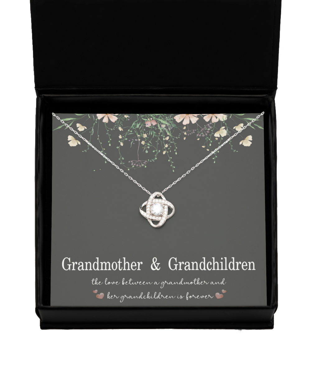 Grandmother Grandchildren Necklace Love Between Grandma and Grandkids is Forever 925 Sterling Silver Love Knot Necklace Jewelry Pendant Gift for Christmas Birthday