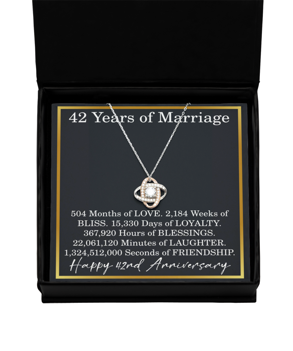 42nd Anniversary Necklace for Her Wife 42 Years of Marriage Love Knot Necklace Pendant