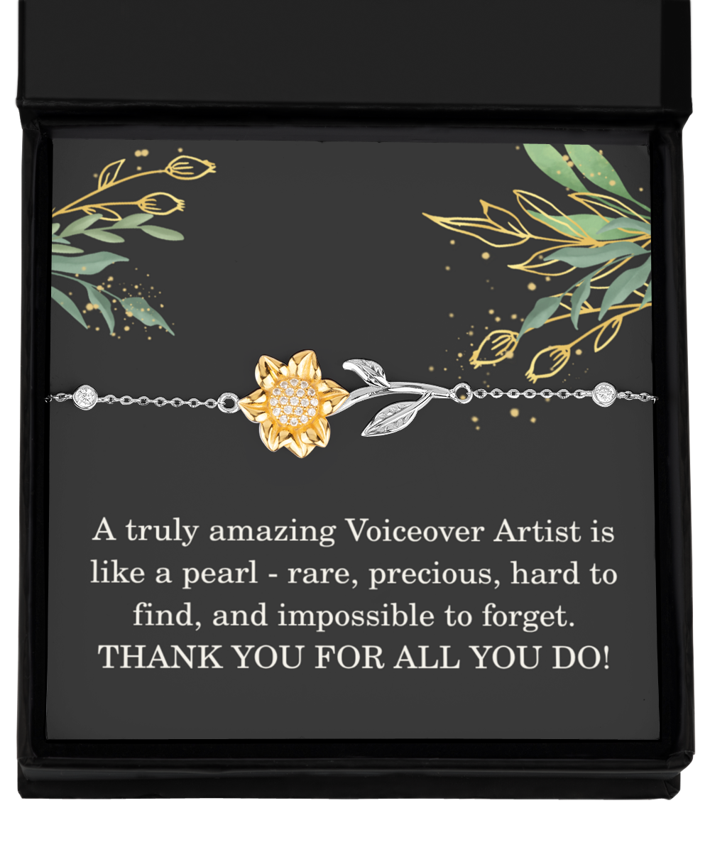 Voiceover Artist Bracelet for Her Women Birthday Christmas Gift 925 Sterling Silver Sunflower Jewelry Coworker