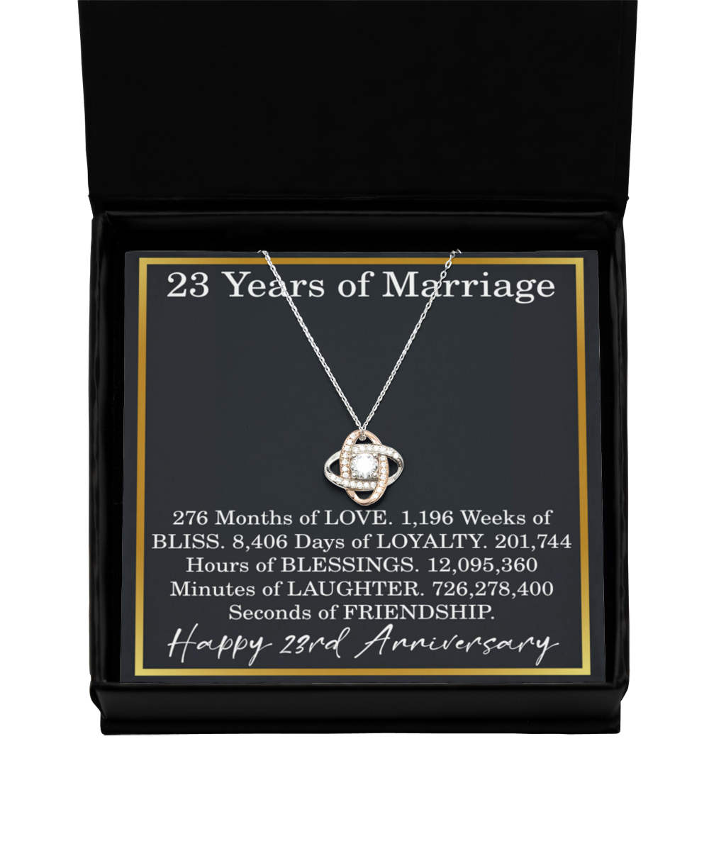 23rd Anniversary Necklace for Her Wife 23 Years of Marriage Love Knot Necklace Pendant