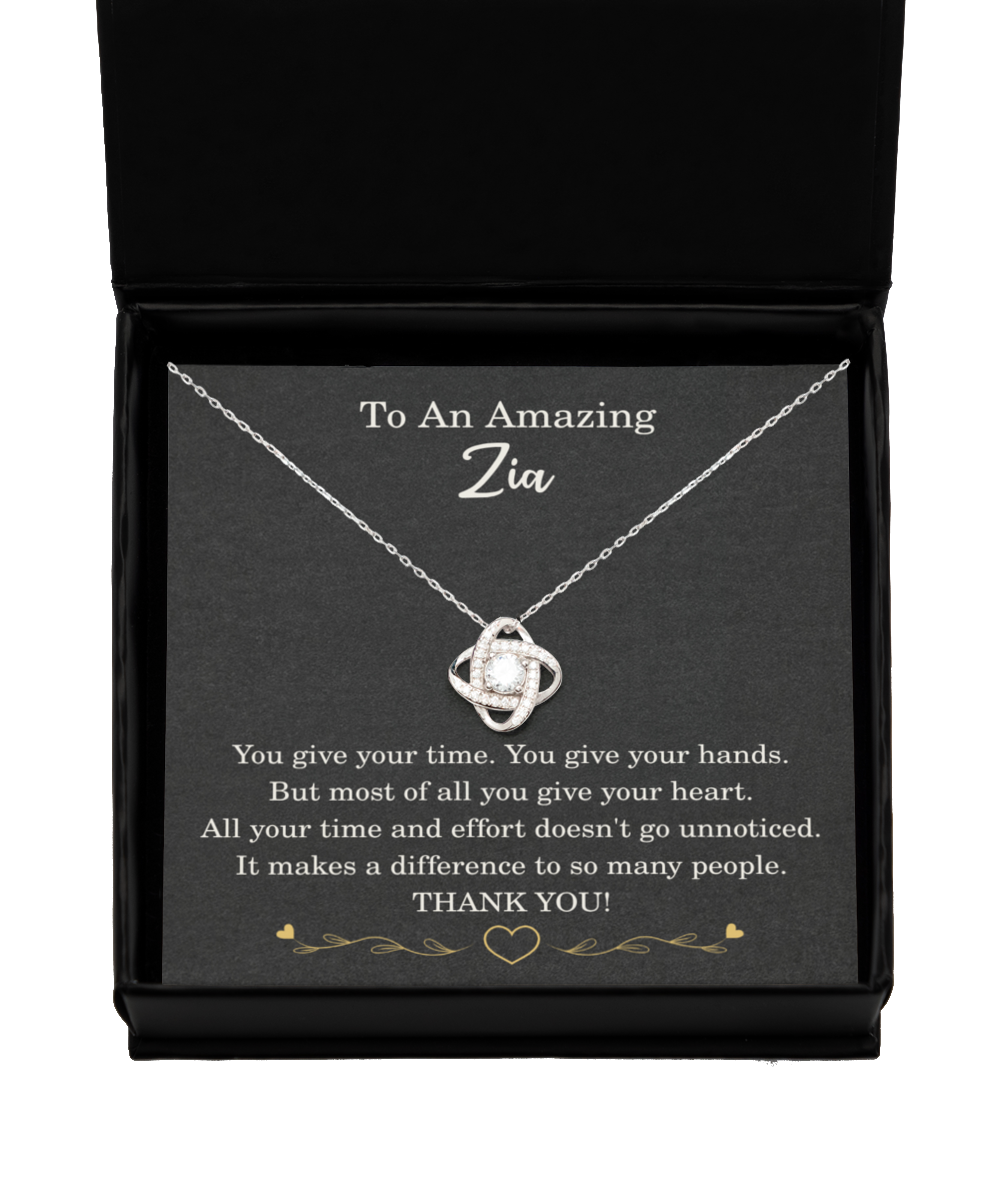 Zia Necklace Birthday Christmas Gift 925 Sterling Silver Love Knot Pendant To My Zia Thank You