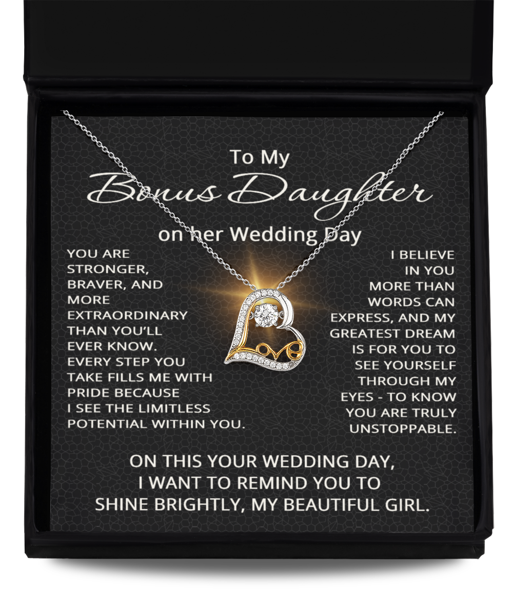 To My Bonus Daughter on Her Wedding Day Necklace for Stepdaughter Step-daughter Step Daughter .925 Sterling Silver Jewelry