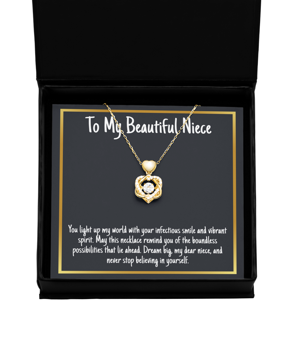 To My Beautiful Niece Necklace Graduation Dreams Christmas Gift for Niece Heart Knot Necklace