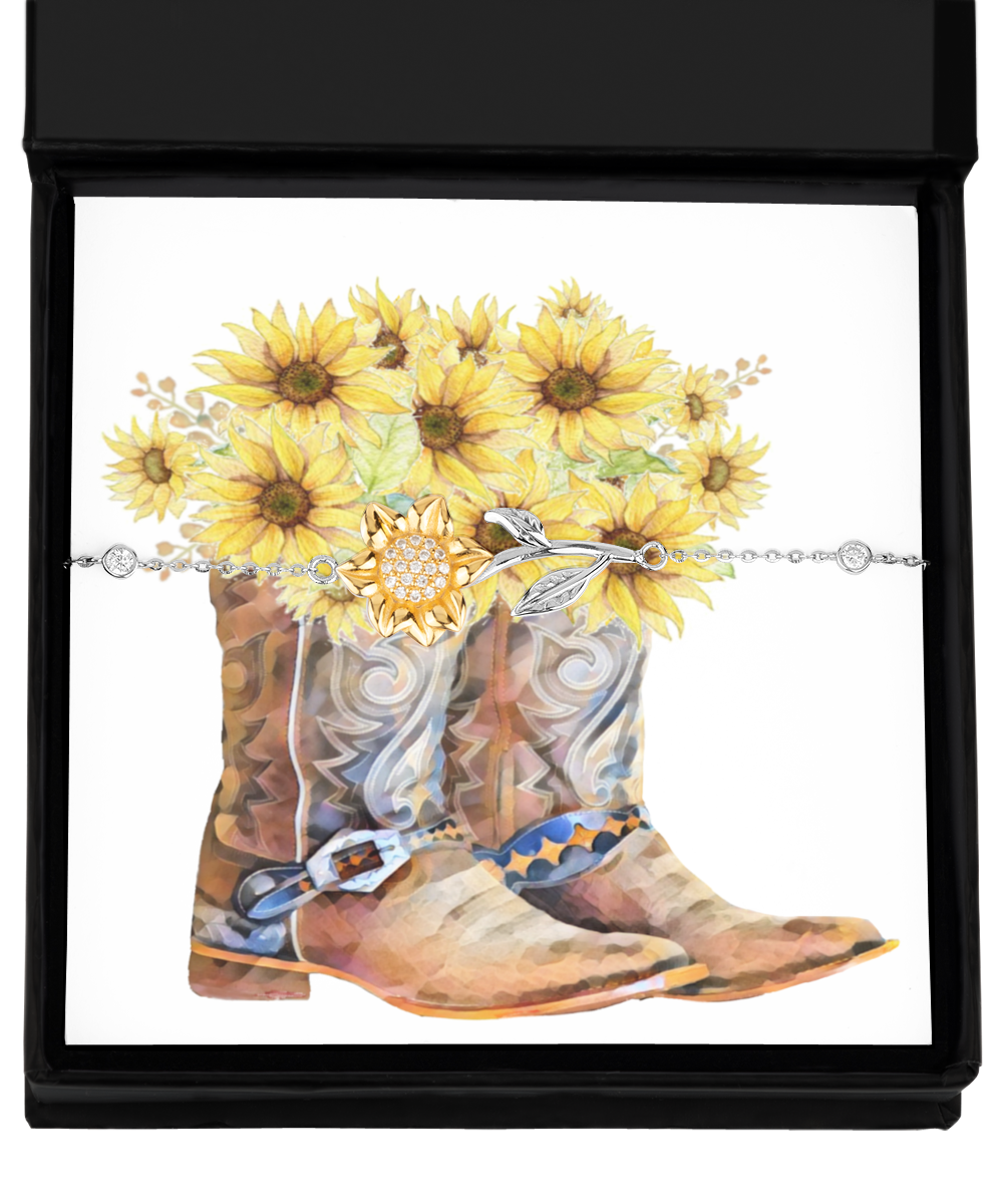 Sunflower Bracelet Sunflower and Boots Lover Gift