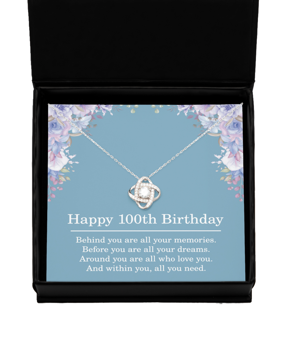 100th Birthday Necklace for Women Best Friend Gift for Her 100 Years Old Birthday 925 Sterling Silver Love Knot Pendant for Daughter