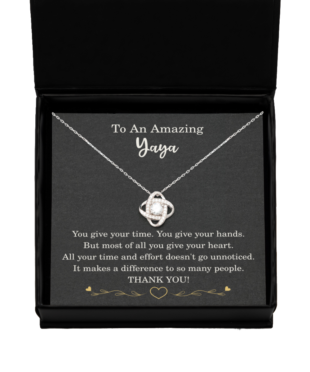 Yaya Necklace Birthday Christmas Gift 925 Sterling Silver Love Knot Pendant To My Yaya Thank You