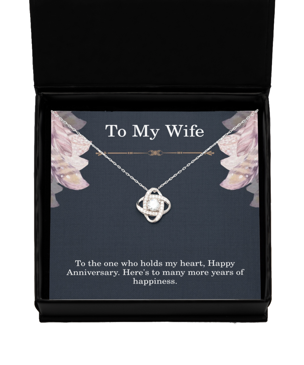 To My Wife Necklace for Anniversary Girlfriend Necklace for Her To The One Who Holds My Heart .925 Sterling Silver Love Knot Necklace