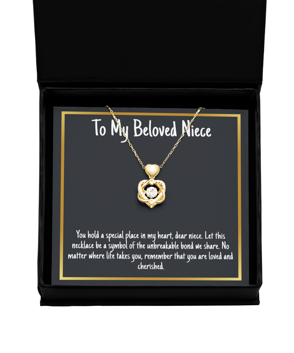 To My Beloved Niece Necklace Unbreakable Bond Niece and Aunt Love Cherished Heart Knot Necklace