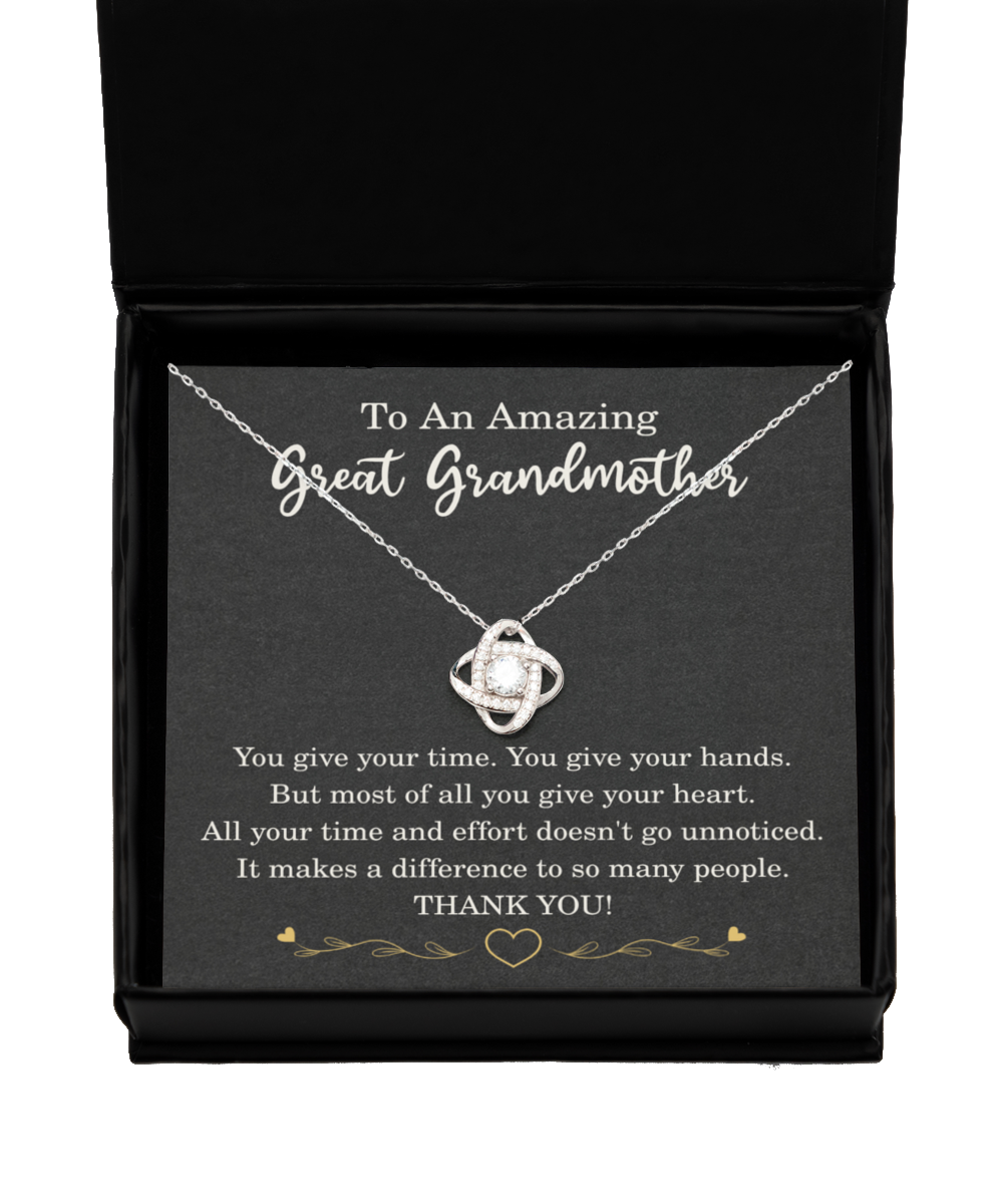 Great Grandmother Necklace Birthday Christmas Gift 925 Sterling Silver Love Knot Pendant To My Great Grandmother Thank You