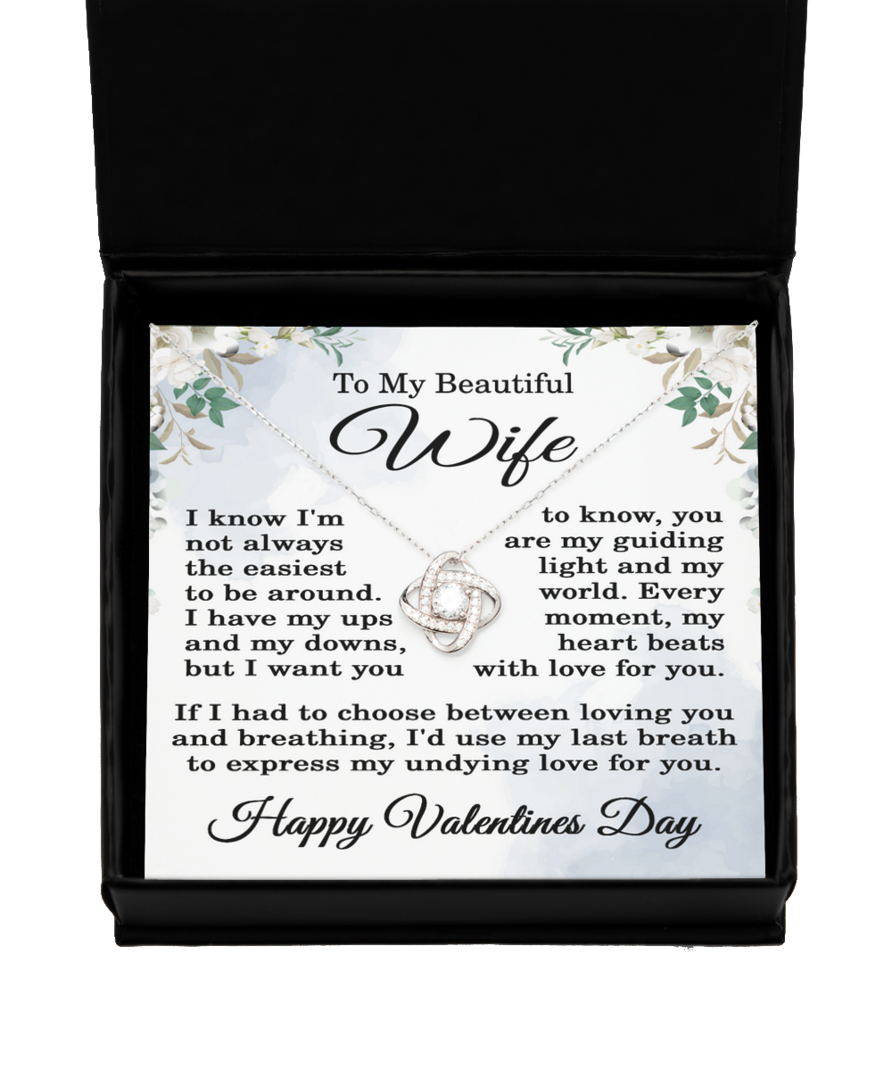 To My Beautiful Wife Necklace Happy Valentines Day Jewelry Love Knot Pendant 925 Sterling Silver