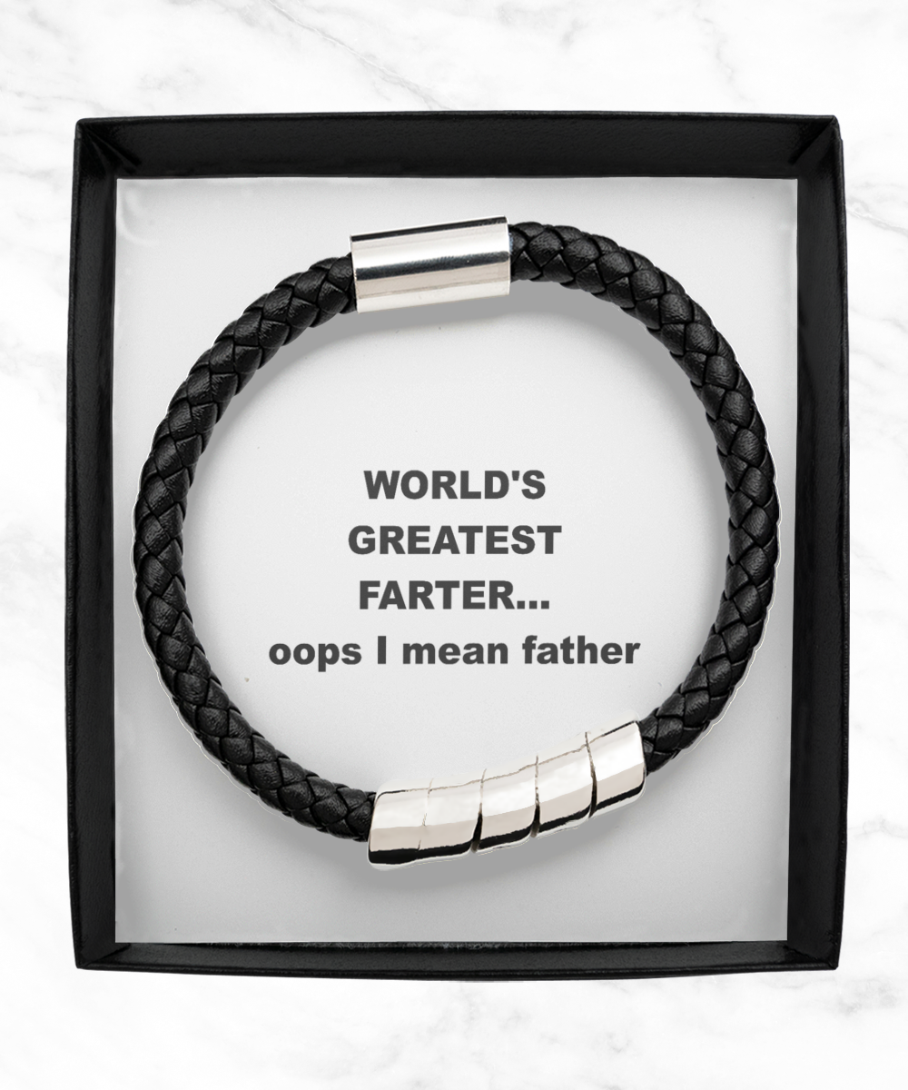 Worlds Greatest Farter Oops I Mean Father Bracelet Funny Dad Leather Bracelet