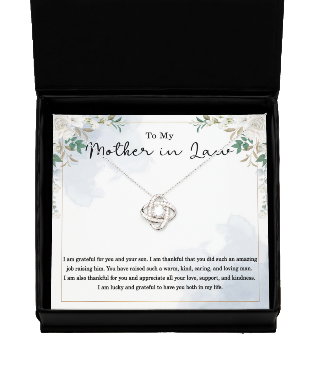 To My Mother in Law Necklace I am Lucky Grateful for You and Your Son Both in My Life 925 Sterling Silver Love Knot Necklace Jewelry Pendant Gift for Christmas Birthday