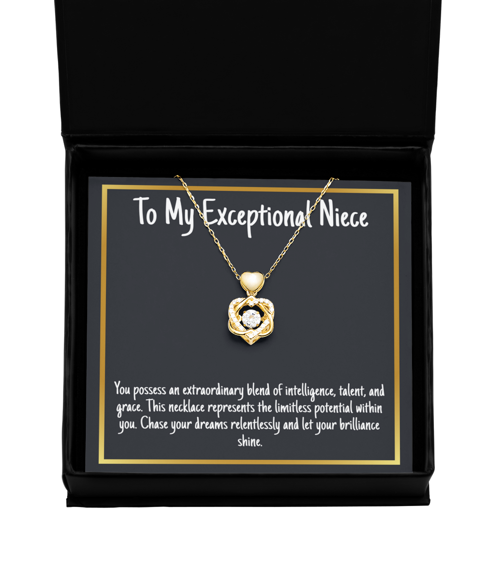 To My Exceptional Niece Necklace Dreams Graduation Gift for Niece from Aunt Heart Knot Necklace