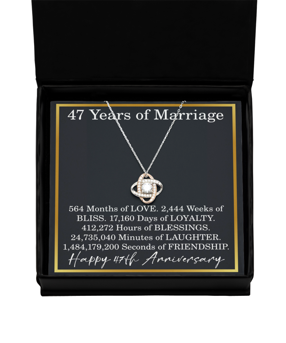 47th Anniversary Necklace for Her Wife 47 Years of Marriage Love Knot Necklace Pendant