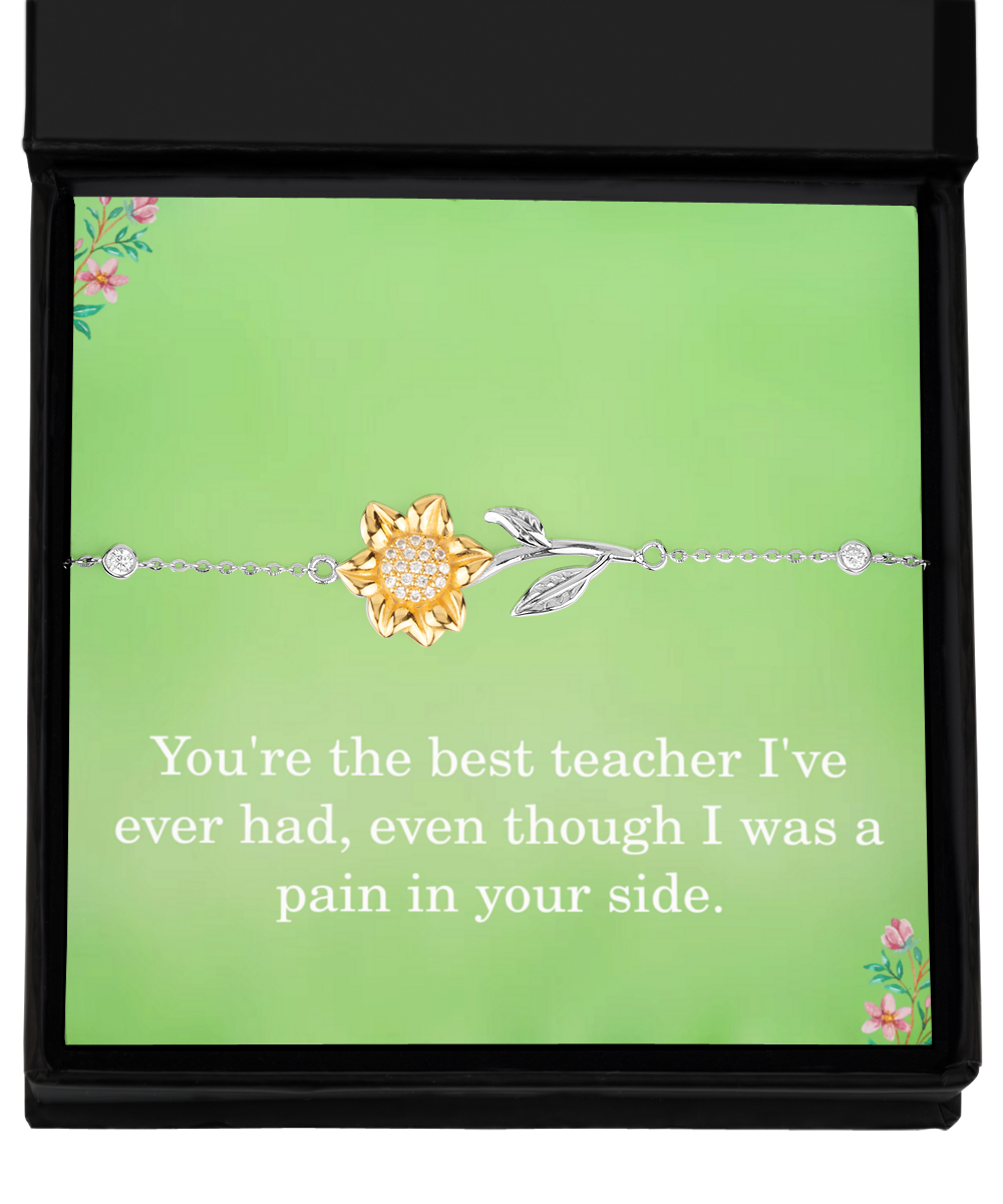 Youre The Best Teacher Ive Ever Had Even Though I Was A Pain In Your Side Necklace Teacher Gift For Her Women 925 Sterling Silver Necklace And Pendant From Student