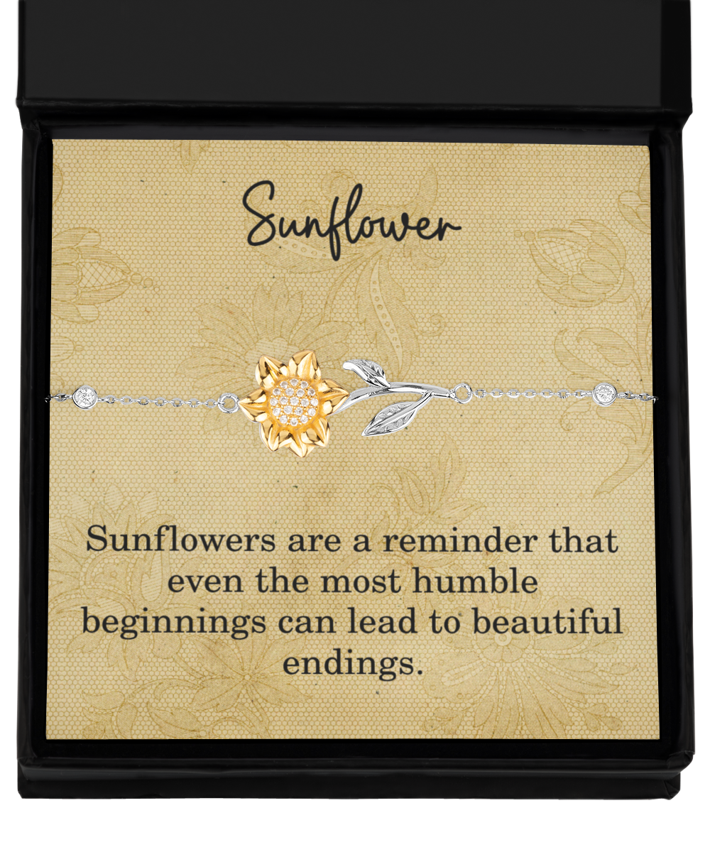 Sunflower Bracelet Most Humble Can Lead To Beautiful Endings 925 Sterling Silver Birthday Gift for Grandaughter