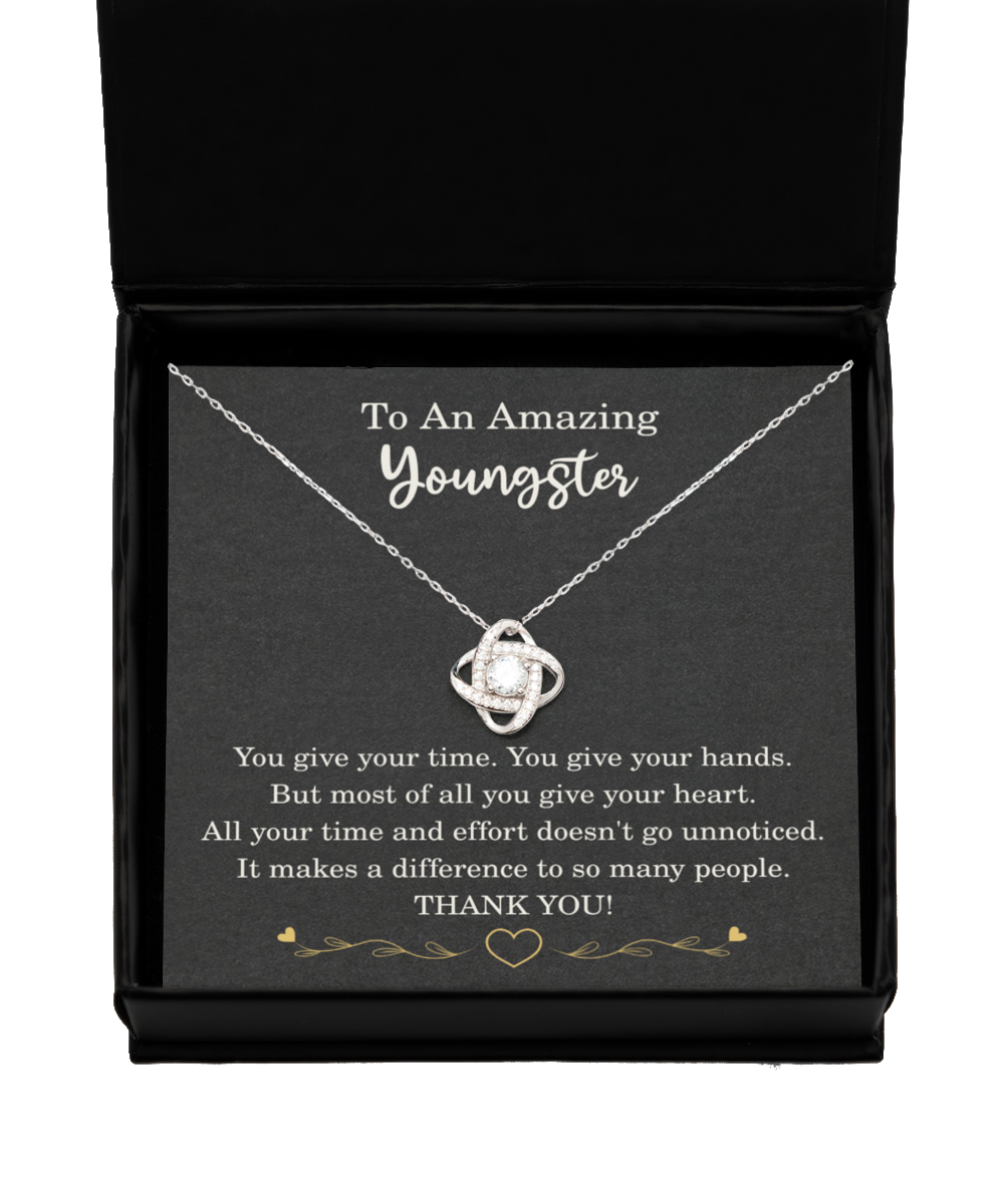 Youngster Necklace Birthday Christmas Gift 925 Sterling Silver Love Knot Pendant To My Youngster Thank You