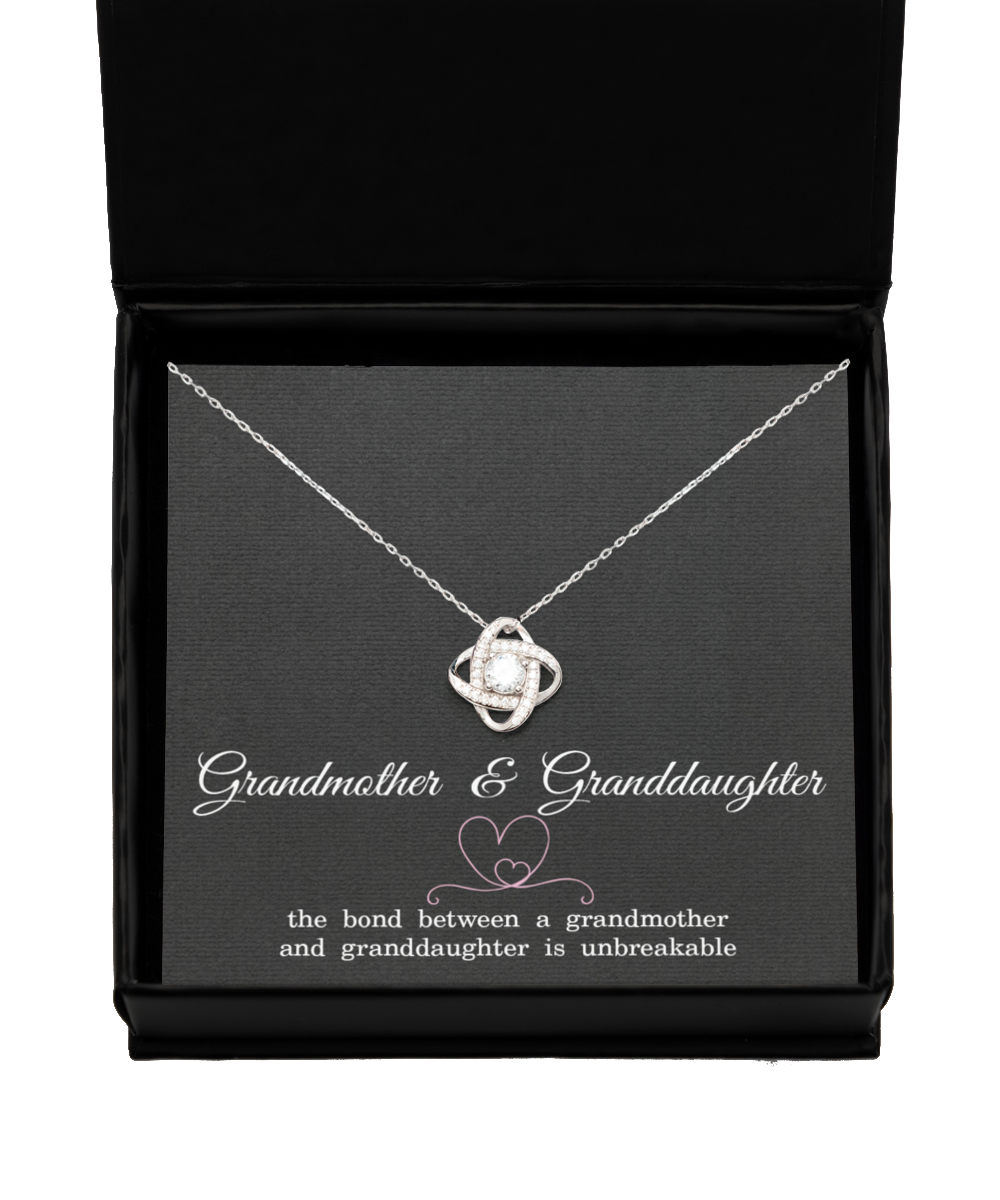 Grandmother Granddaughter Necklace Bond Between Grandma and Grandaughter is Unbreakable 925 Sterling Silver Love Knot Necklace Jewelry Pendant Gift for Christmas Birthday