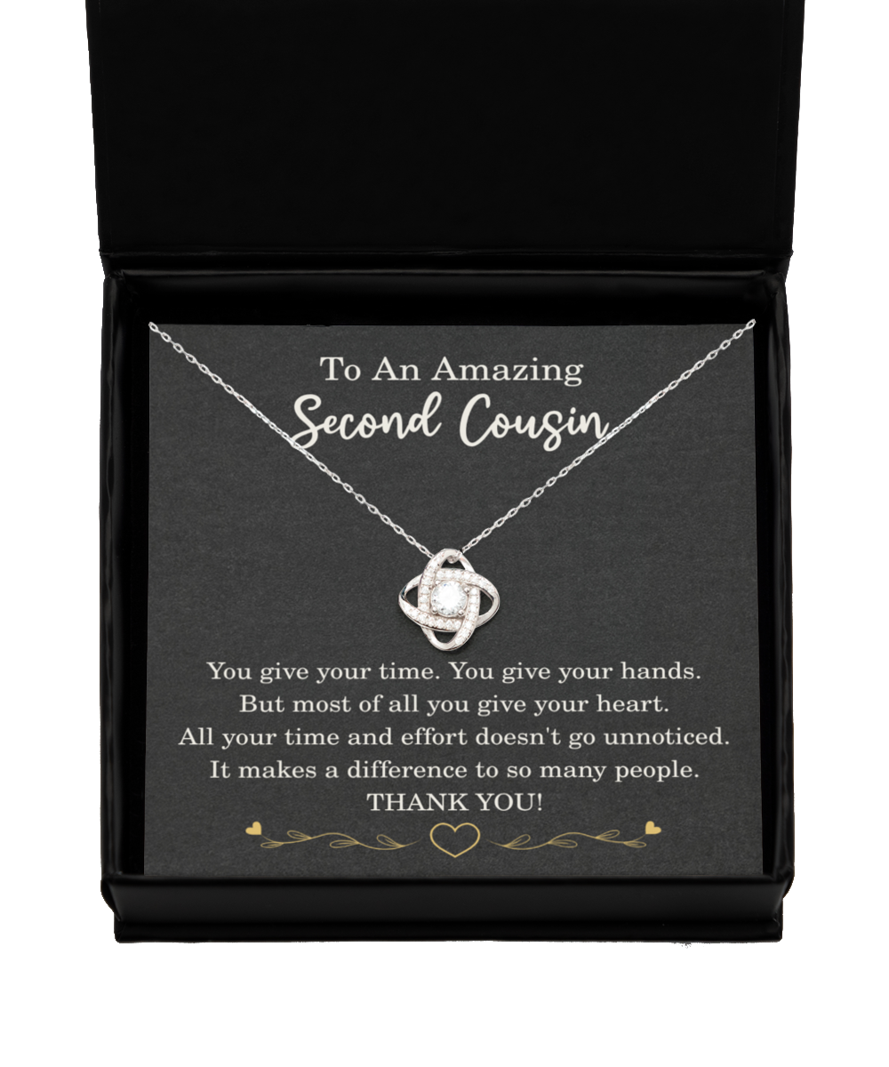 Second Cousin Necklace Birthday Christmas Gift 925 Sterling Silver Love Knot Pendant To My Second Cousin Thank You