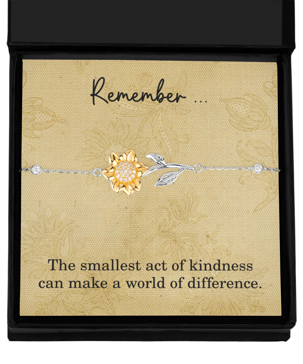 Sunflower Remember Bracelet for Niece Smallest Act Can Make A World Of Difference 925 Sterling Silver for Women