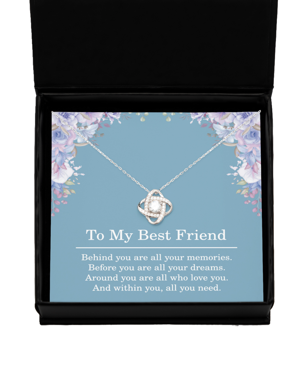 To My Best Friend Necklace for Women Friendship Gifts for Her 925 Sterling Silver Love Knot Pendant for Daughter