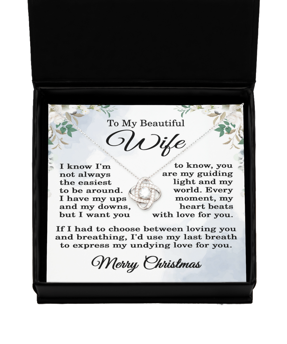 To My Beautiful Wife Necklace Merry Christmas Jewelry Love Knot Pendant 925 Sterling Silver