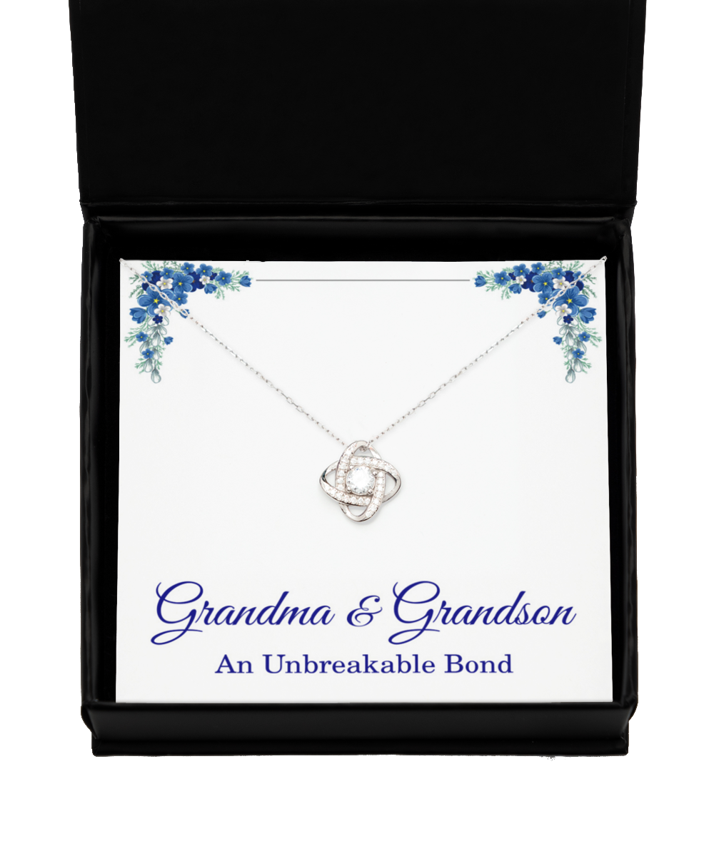 Grandma and Grandson Necklace Bond 925 Sterling Silver Love Knot Necklace Jewelry Pendant Gift for Mothers Day Christmas Birthday