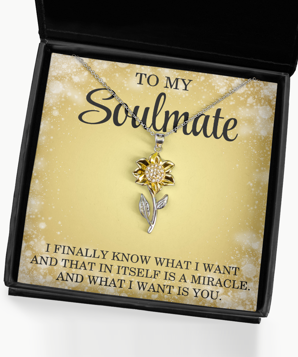 Soulmate Necklace, Soulmate Christmas, Girlfriend Birthday,  Future Wife Birthday, Sunflower Bracelet, Boyfriend Necklace